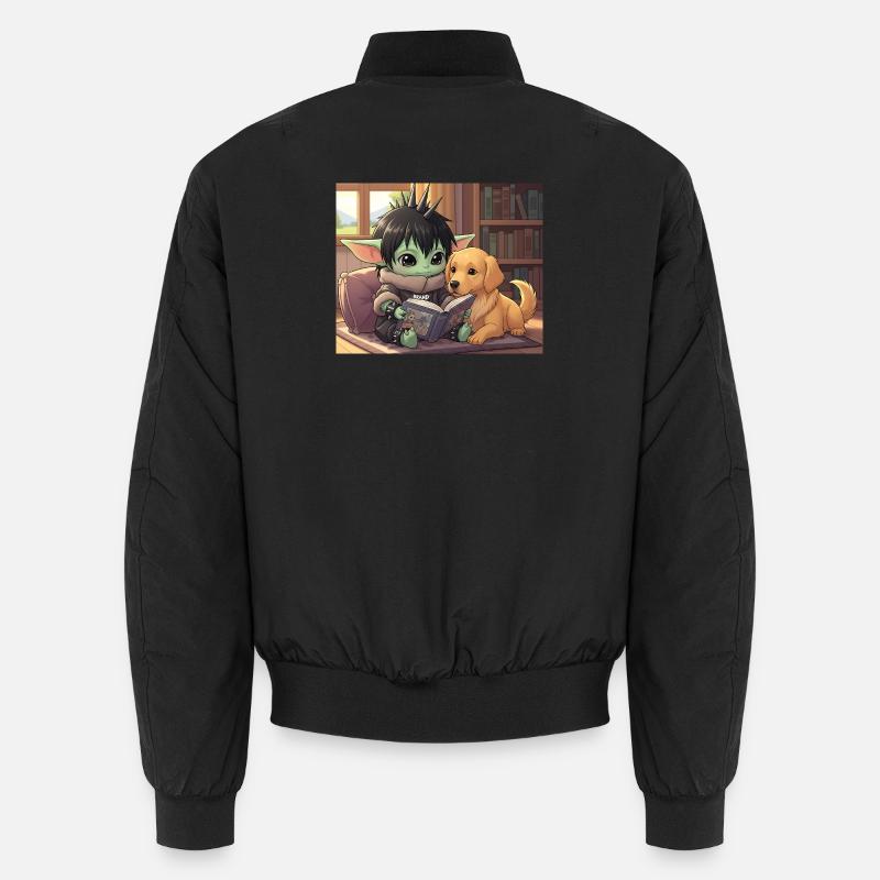 Kleiner Goblin mit Hund und Comic-Book Unisex Bomberjacke