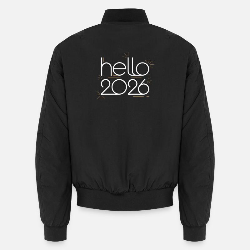 Hello 2026 Neon Fireworks Unisex Bomber Jacket