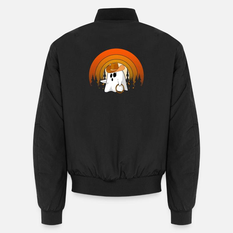 Howdy Cowboy Ghost Funny Halloween Retro Sunset Unisex Bomber Jacket