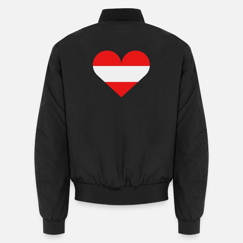 Austria heart flag - Unisex Bomber Jacket - black