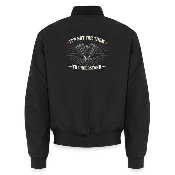 Warum Wir Motorrad Fahren, - Unisex Bomberjacke - Schwarz - Hinten - AI Model Male 185 light (185cm)
