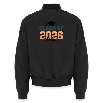Class Of 2026 Outfit Abi 26 Abitur Hut Abschluss - Unisex Bomberjacke - Schwarz - Hinten - AI Model Male 185 light (185cm)