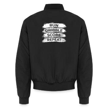 Laufen Dribbeln Punkten Wiederholen - Unisex Bomberjacke - Schwarz - Hinten - AI Model Male 185 light (185cm)