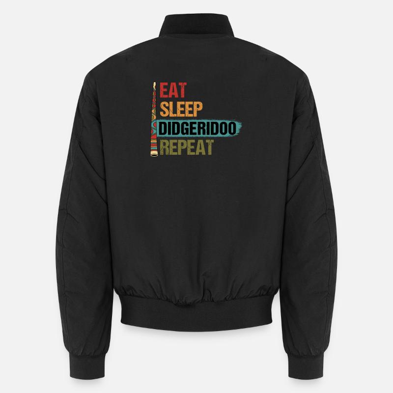 Essen Schlaf Didgeridoo Wiederholen - Unisex Bomberjacke - Schwarz