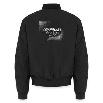 URSPRUNG – Verbunden mit Allem - Unisex Bomberjacke - Schwarz - Hinten - AI Model Male 185 light (185cm)