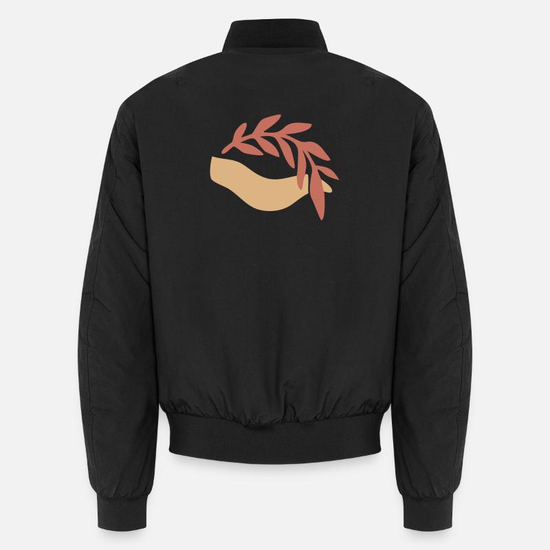 Hand Leaf Nature Boho Logo Unisex Bomber Jacket