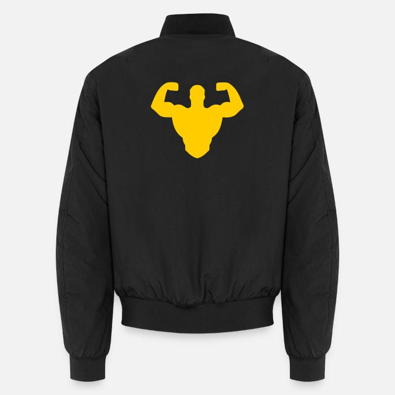 Bodybuilder Silhouette – Doppelte Bizepsstärke - Unisex Bomberjacke - Schwarz