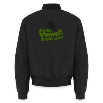 Flaschendeckel - Umwelt freut sich - Unisex Bomberjacke - Schwarz - Hinten - AI Model Male 185 light (185cm)