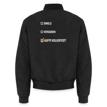 Single Vergeben aufm Volksfest Bierzelt Spruch - Unisex Bomberjacke - Schwarz - Hinten - AI Model Male 185 light (185cm)