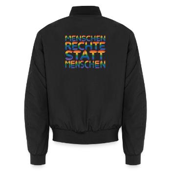 Menschenrechte Statement für Demokratie Fans - Unisex Bomberjacke - Schwarz - Hinten - AI Model Male 185 light (185cm)