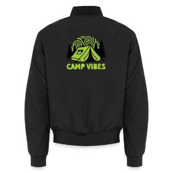 Zelt Camp Vibes Logo - Unisex Bomberjacke - Schwarz - Hinten - AI Model Male 185 light (185cm)