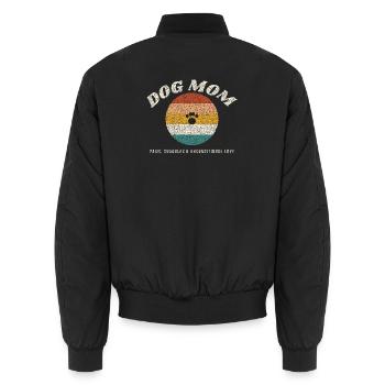 Dog Mom Retro Vintage Sunset - Unisex Bomber Jacket - black - Back - AI Model Male 185 light (185cm)