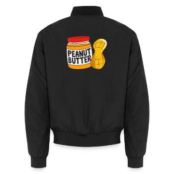 Peanut butter - Unisex Bomber Jacket - black - Back - AI Model Male 185 light (185cm)