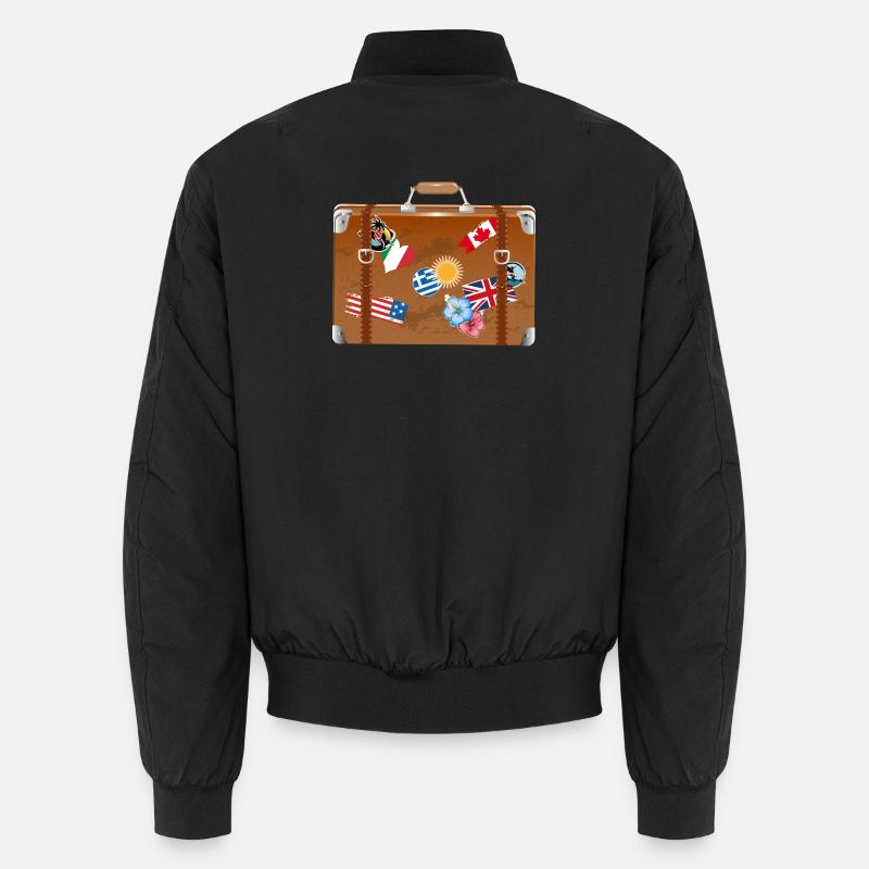 old travel suitcase with stickers from various countries Unisex Bomber Jacket