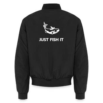 Just fish it - Unisex Bomber Jacket - black - Back - AI Model Male 185 light (185cm)