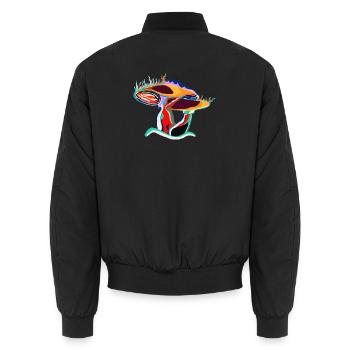 Bunter Pilz Farbenmix Kunst - Unisex Bomberjacke - Schwarz - Hinten - AI Model Male 185 light (185cm)