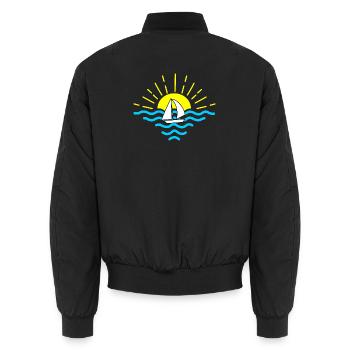 Sunset Sea Segelboot - Unisex Bomberjacke - Schwarz - Hinten - AI Model Male 185 light (185cm)