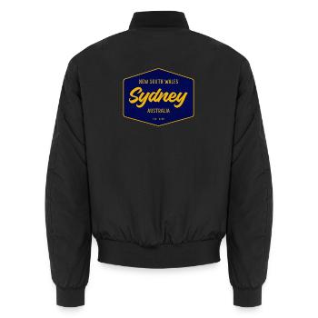 Police vintage de Sydney Sign - Bomber unisexe - noir - Dos - AI Model Male 185 light (185cm)