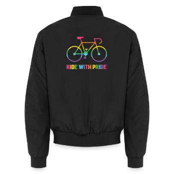 Cycliste LGBTQ - Roulez avec fierté - Bomber unisexe - noir - Dos - AI Model Male 185 light (185cm)