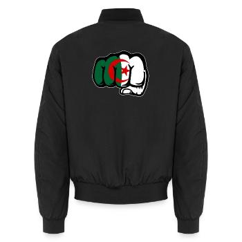 Drapeau de l’Algérie Main Poing - Bomber unisexe - noir - Dos - AI Model Male 185 light (185cm)