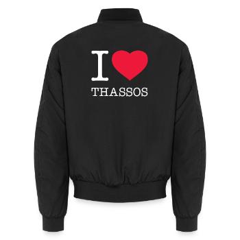 J’AIME THASSOS - Bomber unisexe - noir - Dos - AI Model Male 185 light (185cm)