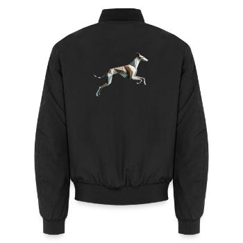 Hound Dog Running Origami Geometric 3D - Unisex Bomber Jacket - black - Back - AI Model Male 185 light (185cm)