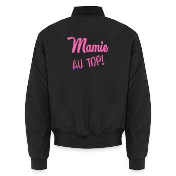 GRANNY - Unisex Bomber Jacket - black - Back - AI Model Male 185 light (185cm)