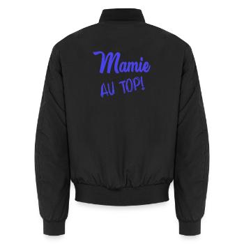 GRANNY. GRANDMA. MOTHER'S DAY - Unisex Bomber Jacket - black - Back - AI Model Male 185 light (185cm)