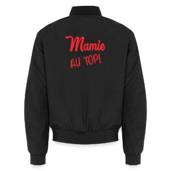 MAMIE. MAMAN. FÊTE DES MÈRES. BONNE FÊTE - Bomber unisexe - noir - Dos - AI Model Male 185 light (185cm)
