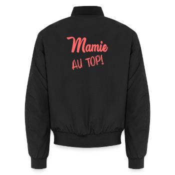 MAMIE. FÊTE DES MÈRES - Bomber unisexe - noir - Dos - AI Model Male 185 light (185cm)