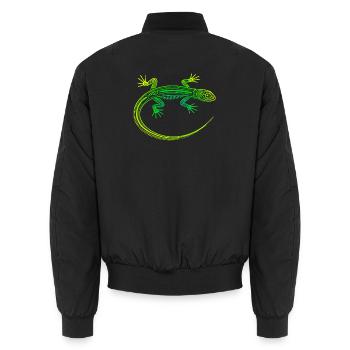 Lézard motifs aborigène, tribal dégradé vert jaune - Bomber unisexe - noir - Dos - AI Model Male 185 light (185cm)