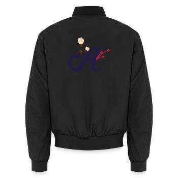 Elegant letter 'A' with flowers - Unisex Bomber Jacket - black - Back - AI Model Male 185 light (185cm)
