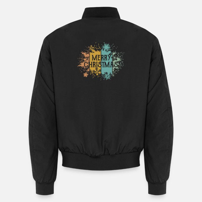 retro Merry Christmas Schneeflocke Eiskristall Unisex Bomberjacke