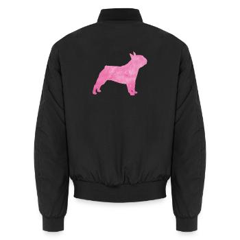 Carlin Chien à fourrure duveteuse Maître Maîtresse rose - Bomber unisexe - noir - Dos - AI Model Male 185 light (185cm)