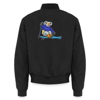 Koala Skier Ski Winter Sports - Unisex Bomber Jacket - black - Back - AI Model Male 185 light (185cm)