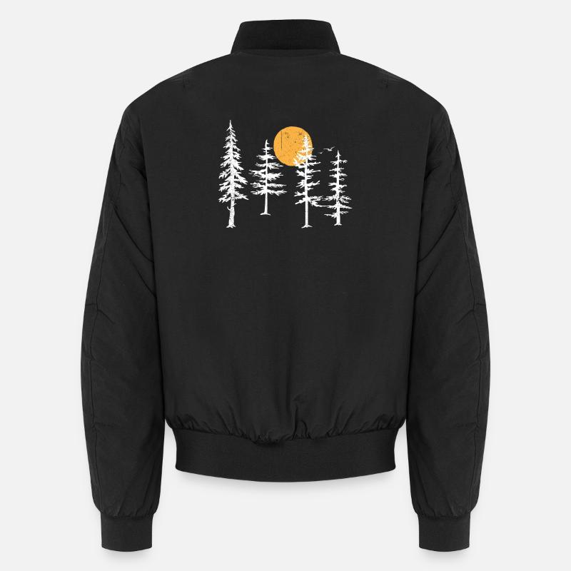 Serene Forest Silhouette with Sunset Unisex Bomber Jacket