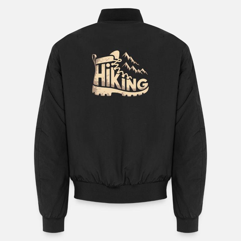 Hiker Typography - Hiking Design - Unisex Bomber Jacket - black
