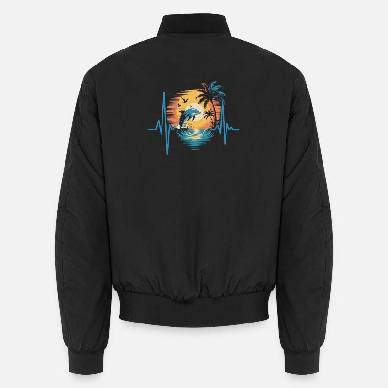 Dolphins and sunset scene Unisex Bomber Jacket
