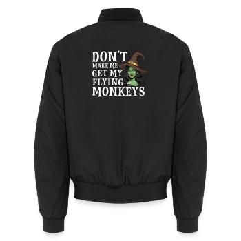 Zwinge mich nicht, meine fliegenden Affen zu holen — Halloween - Unisex Bomberjacke - Schwarz - Hinten - AI Model Male 185 light (185cm)