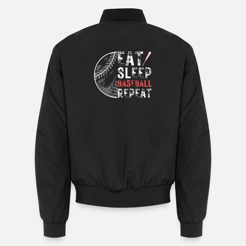 Eat Sleep Baseball Repeat - Unisex Bomber Jacket - black