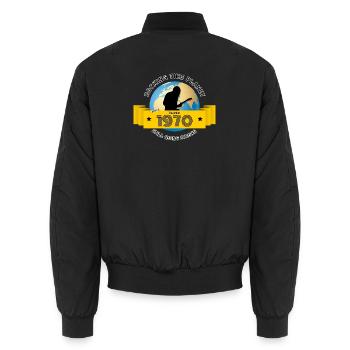 55. Geburtstag Rocking this planet since 12/1970 - Unisex Bomberjacke - Schwarz - Hinten - AI Model Male 185 light (185cm)