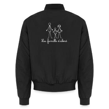 Family First | Minimalist Family Drawing - Unisex Bomber Jacket - black - Back - AI Model Male 185 light (185cm)