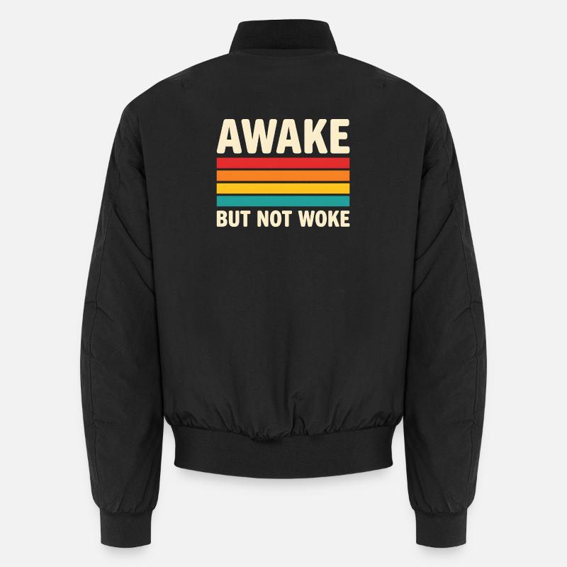 Design rétro de coucher de soleil Awake But Not Woke Bomber unisexe