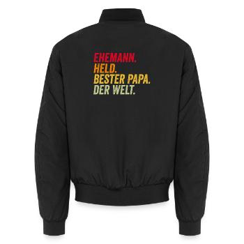 Ehemann Bester Papa Vatertag lustig - Unisex Bomberjacke - Schwarz - Hinten - AI Model Male 185 light (185cm)