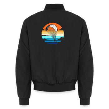 Paragliding Skydive - Unisex Bomber Jacket - black - Back - AI Model Male 185 light (185cm)