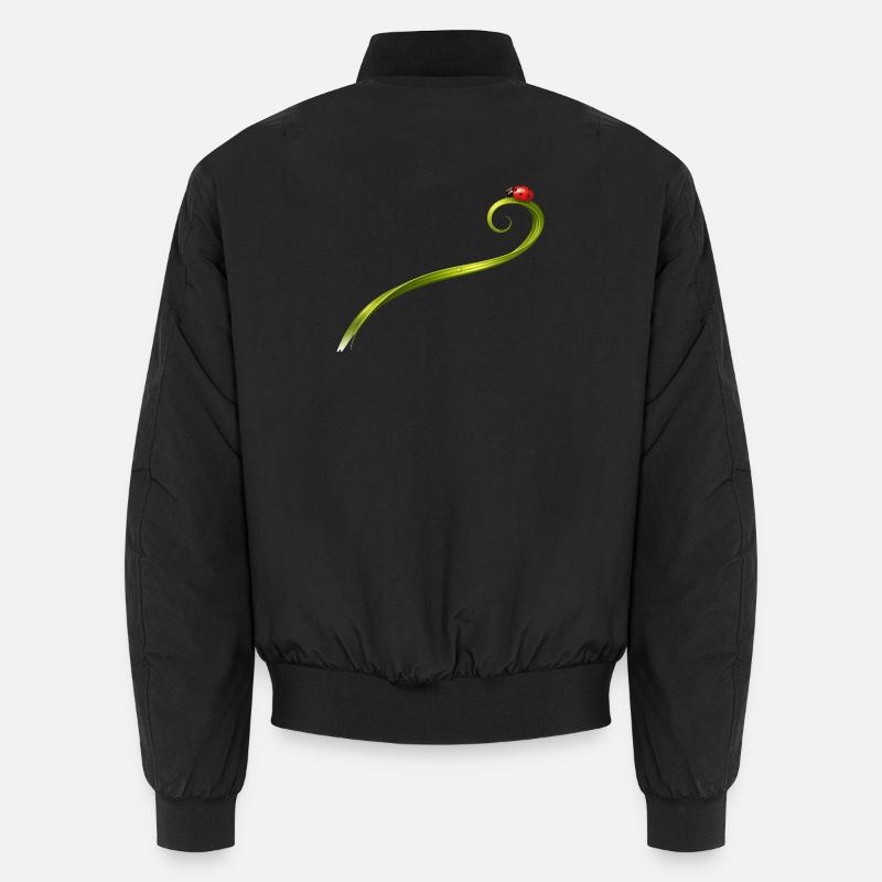 Ladybug on curved blade of grass - Unisex Bomber Jacket - black