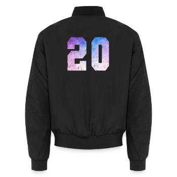 numéro 20 – Cadeau anniversaire 20 ans - Bomber unisexe - noir - Dos - AI Model Male 185 light (185cm)