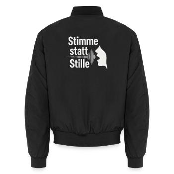 Stimme statt Stille Meinungsfreiheit Spruch - Unisex Bomberjacke - Schwarz - Hinten - AI Model Male 185 light (185cm)