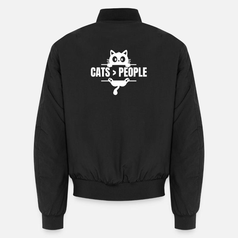 Katzen > Menschen - Unisex Bomberjacke - Schwarz