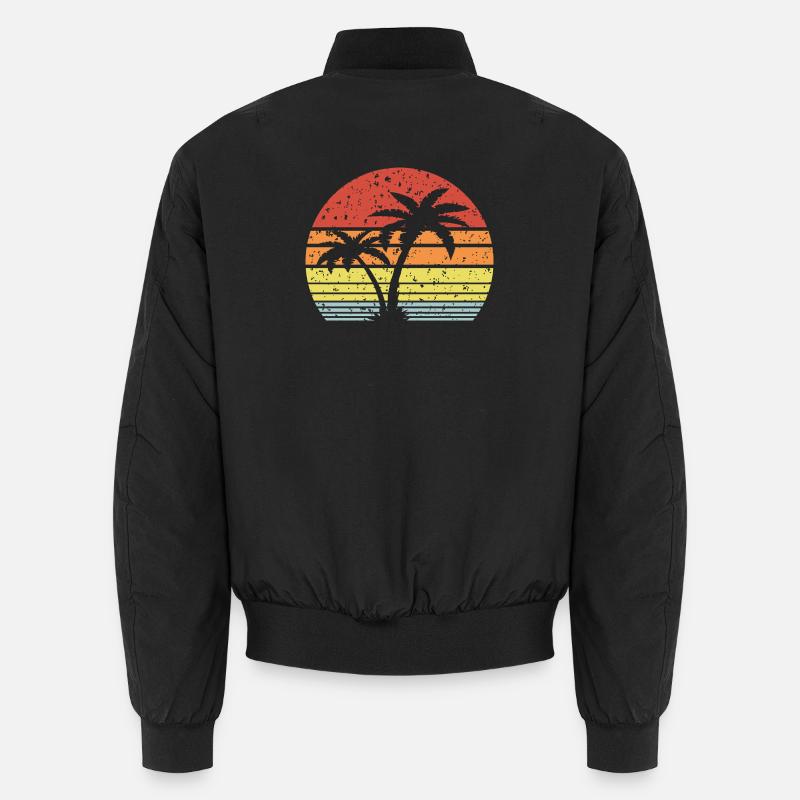 Palm Tree Retro Sun - Bomber unisexe - noir